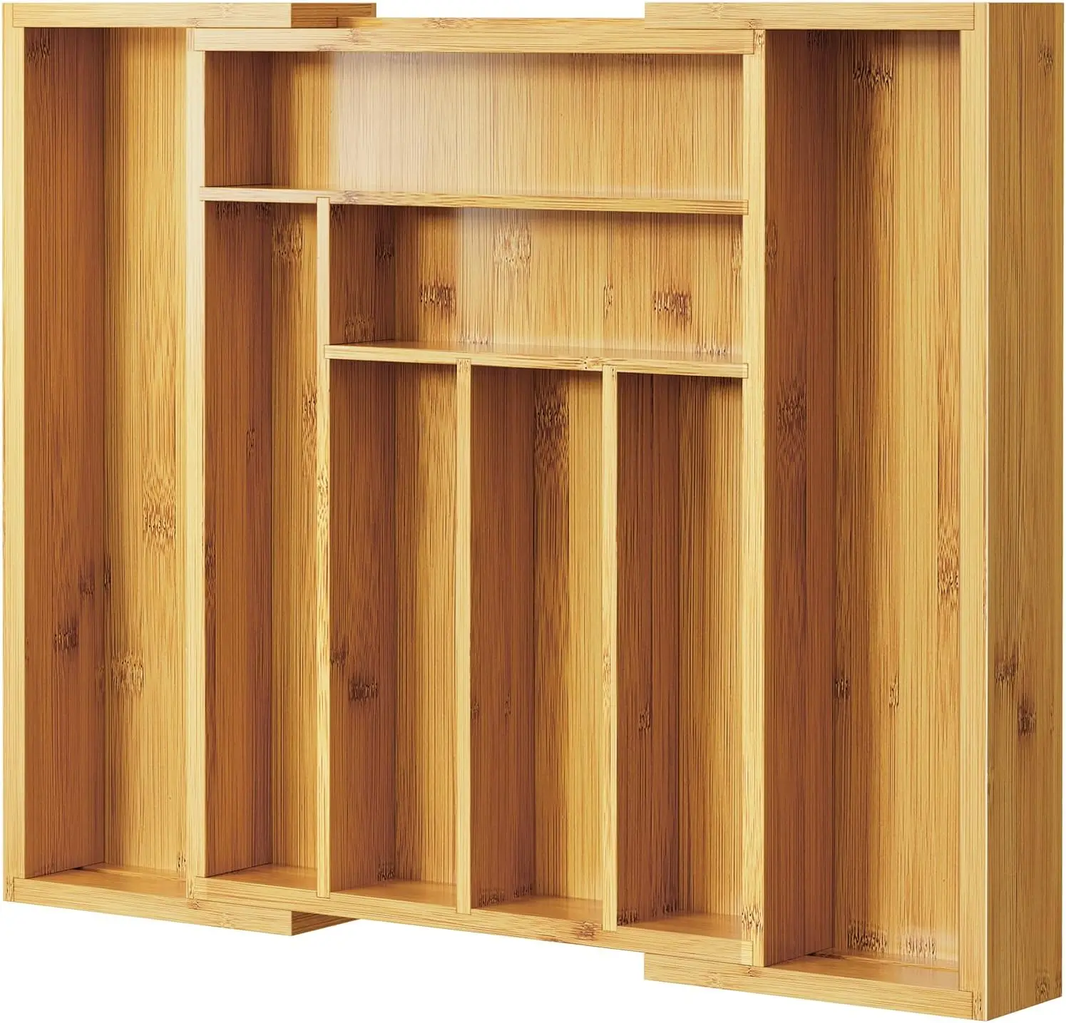 

Bamboo Expandable Silverware Drawer Organizer, Adjustable Kitchen Utensil Tray for Forks, Spoons and