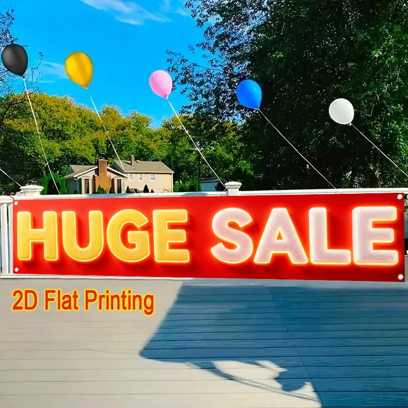 VIKAMA Big Sale Fence Banner Red Neon Style Outdoor Advertising Backdrop Discount Sign Shop Market Hanging Banner Decor