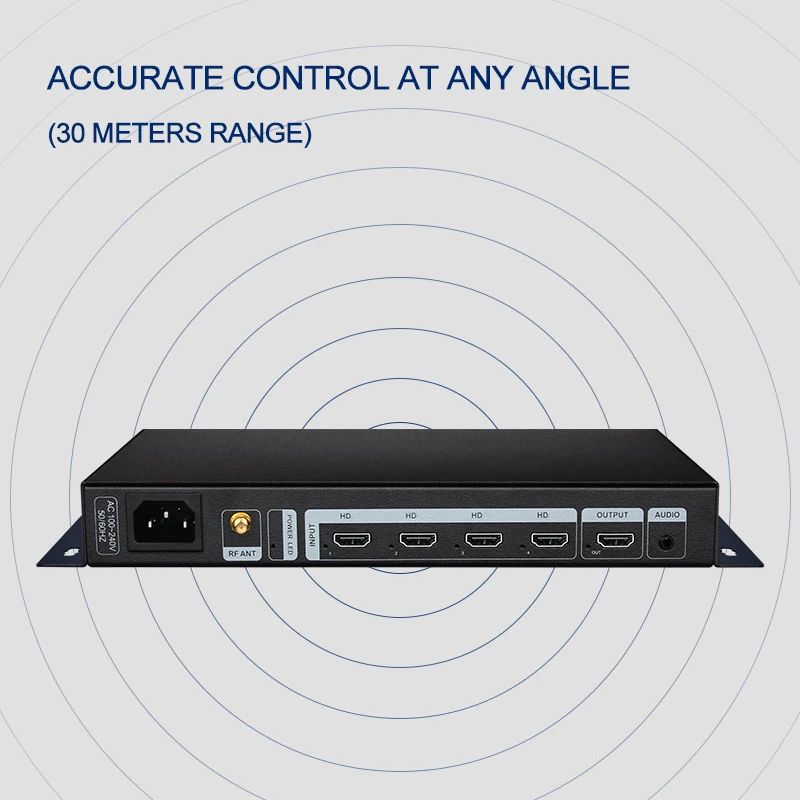 Multimídia LED Video Splitter, AD Telas, Multi Viewer, Divisor, 4 em 1 Adaptador Interruptor de Saída, IR para PC, Câmera Player, 4K