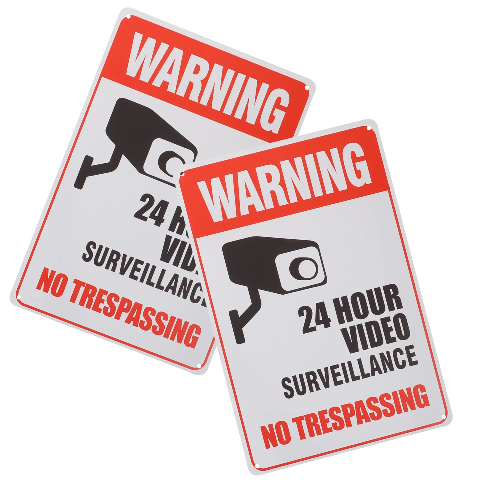 

2 Pcs Warning Sign Wall Decoration Security Large Camera Recording Signage Portable