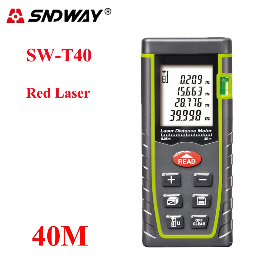 

SNDWAY SW-T40 Digital 40M Laser Rangefinder Handheld Distance Meter Trena Laser Range Finder Area/Volume/Distance Measure Tool