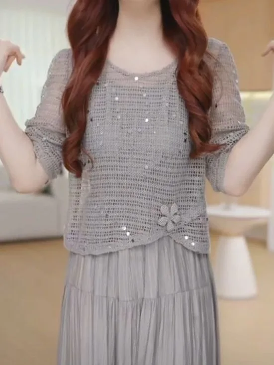 

Elegant Mid-Length Two-Piece Dress Set Fashionable Autumn 2025 Slimming Meat-Covering Trendy Skirt Ensemble for Women