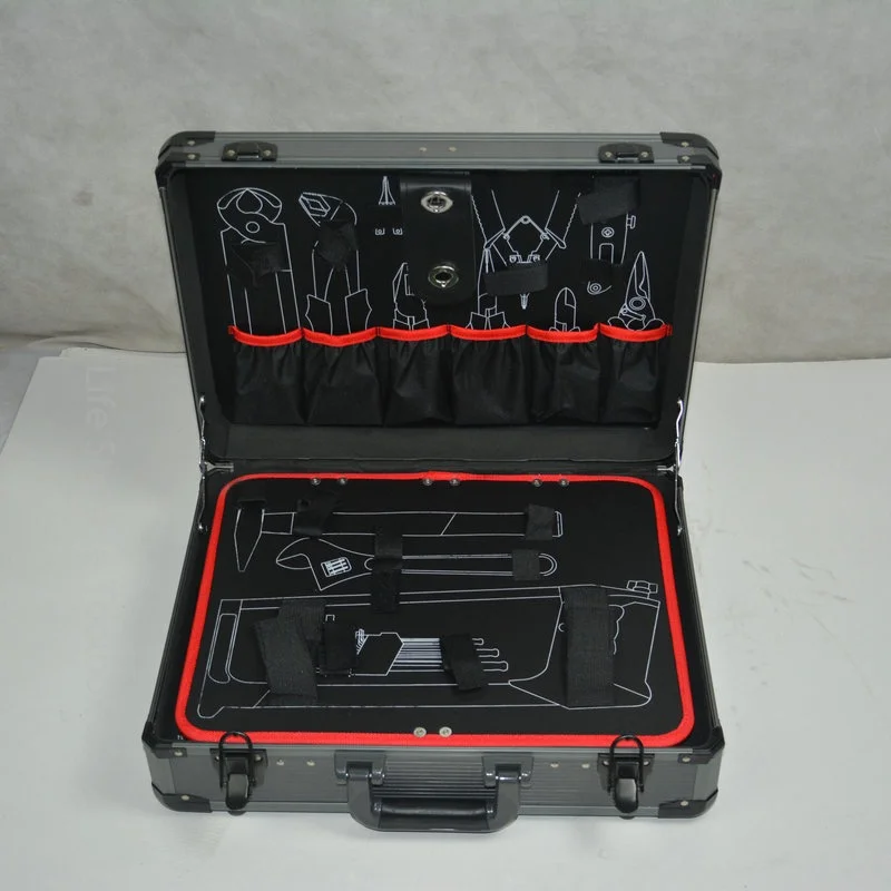 Caja de herramientas portátil de aluminio, caja de herramientas de seguridad impermeable, cubo de herramientas multicapa, caja organizadora de