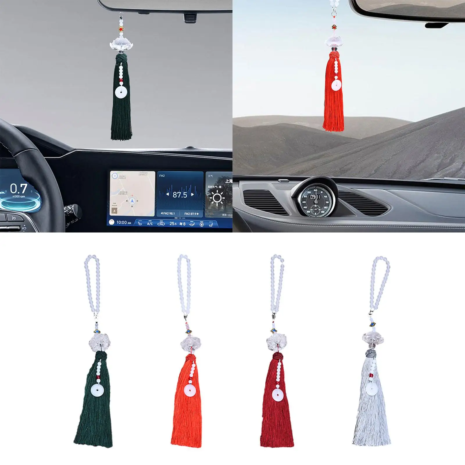 Car Rearview Mirror Charm Pendant, Universal Feng Shui Decor,