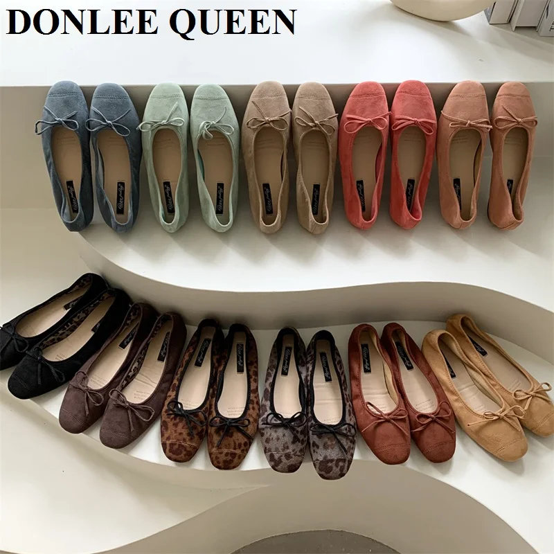 DONLEE QUEEN 2024 Summer Flats Ballet Shoes Women Slip On Loafers Round Toe Shallow Bowtie Ballerina Soft Moccasin zapatos mujer