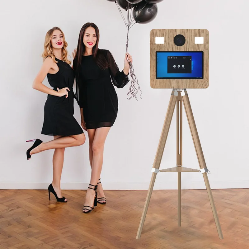 

Factory Direct Sale 15.6 Inch Vintage Wood Grain Wooden Tripod Photobooth DSLR Camera Photo Booth Machine for Party Wedding