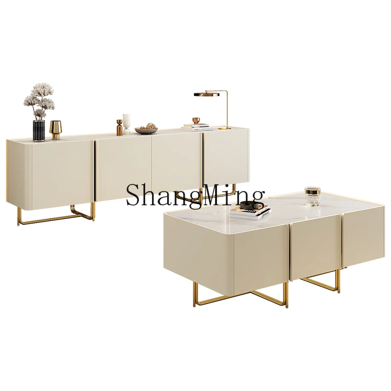 

LXY Modern Simple TV Cabinet Coffee Table Combination Set Villa Living Room Bedroom Storage Floor Cabinet