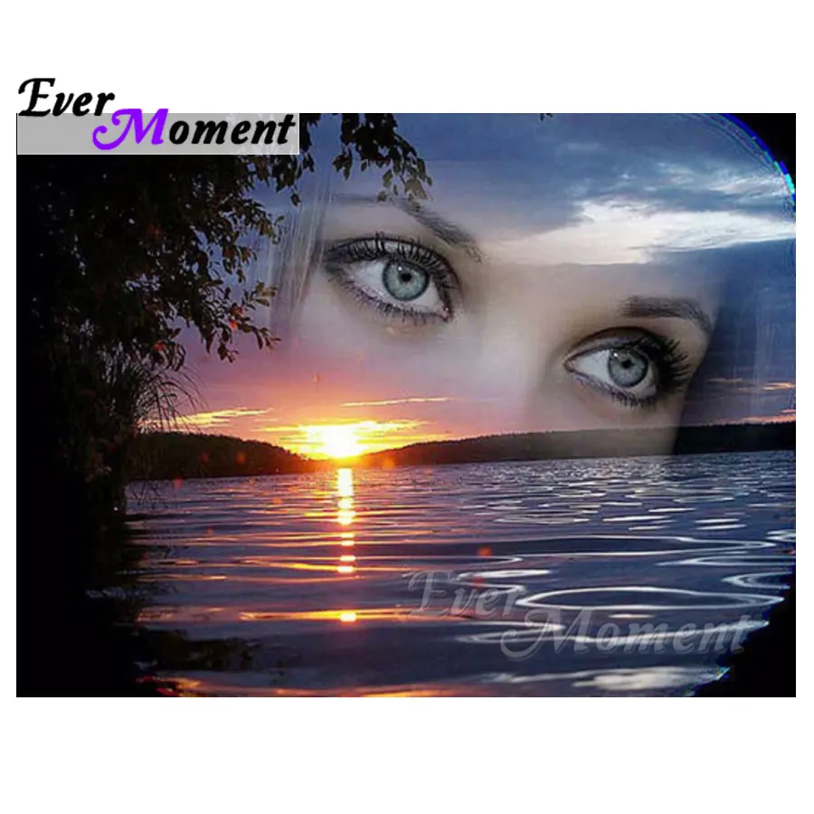 

Ever Moment Diamond Painting Cross Stitch Lady River Scenery Mosaic Full Square Drills Home Decoration Artwork ASF1160