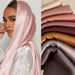 Fashion Style Crinkle Silk Satin Hijab Chiffon Muna Satin Hijabs Headscarf Shawl Wrap Cover Head