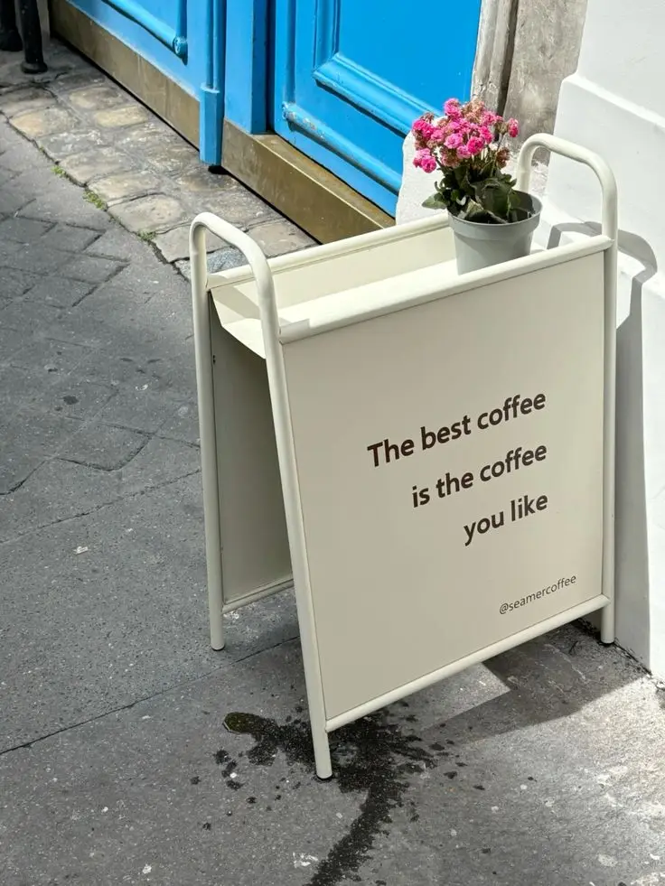 New Design Custom Shop Sign Stand Advertising A Board Sign Metal Frame Paint Color Cafe Sign