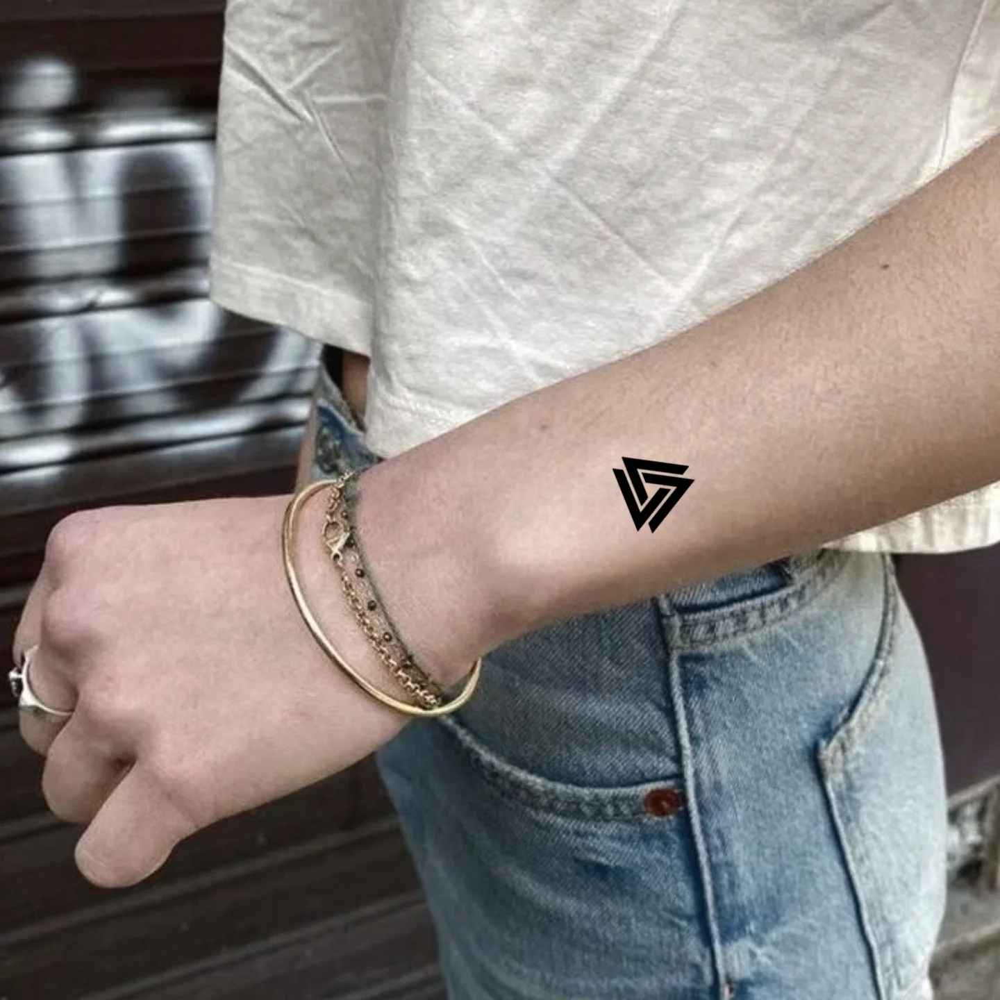 Geometric Triangle Herbal Waterproof Tattoo Stickers for Men And Women Long-Lasting Non-Glare Design Lasting 10-12 Days
