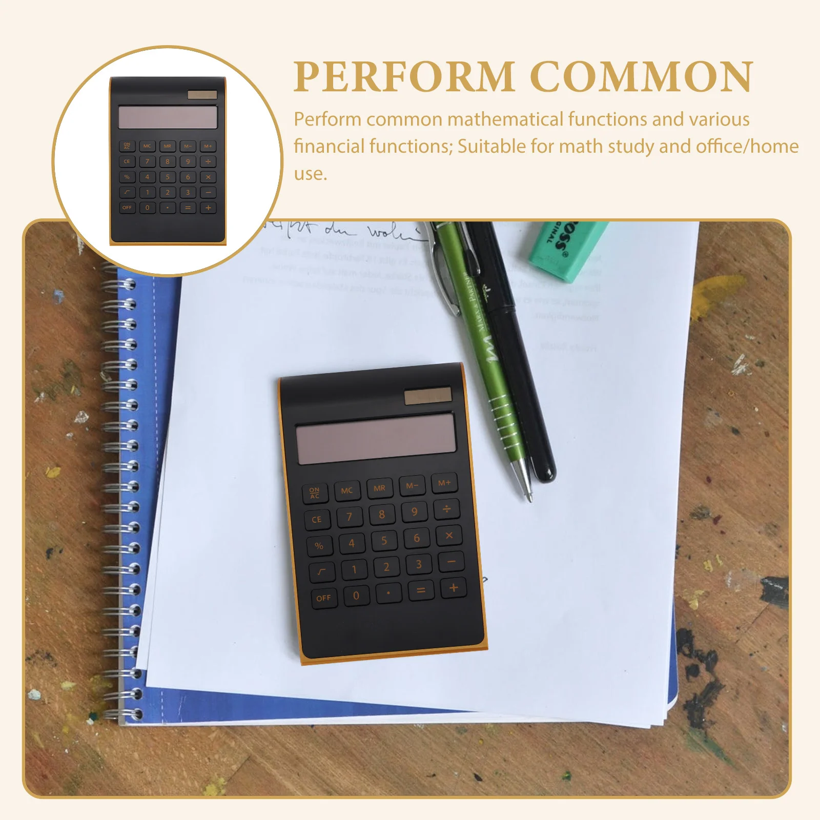 

Compact Desktop Calculator Solar Powered 10-Digit Display Lightweight Portable for Office Home Study Professional Counting