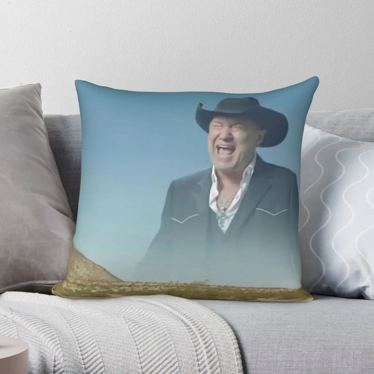 Big Enough Screaming Cowboy Pillowcase Polyester Linen Velvet Creative Zip Decorative Pillow Case Sofa Cushion Cover Wholesale