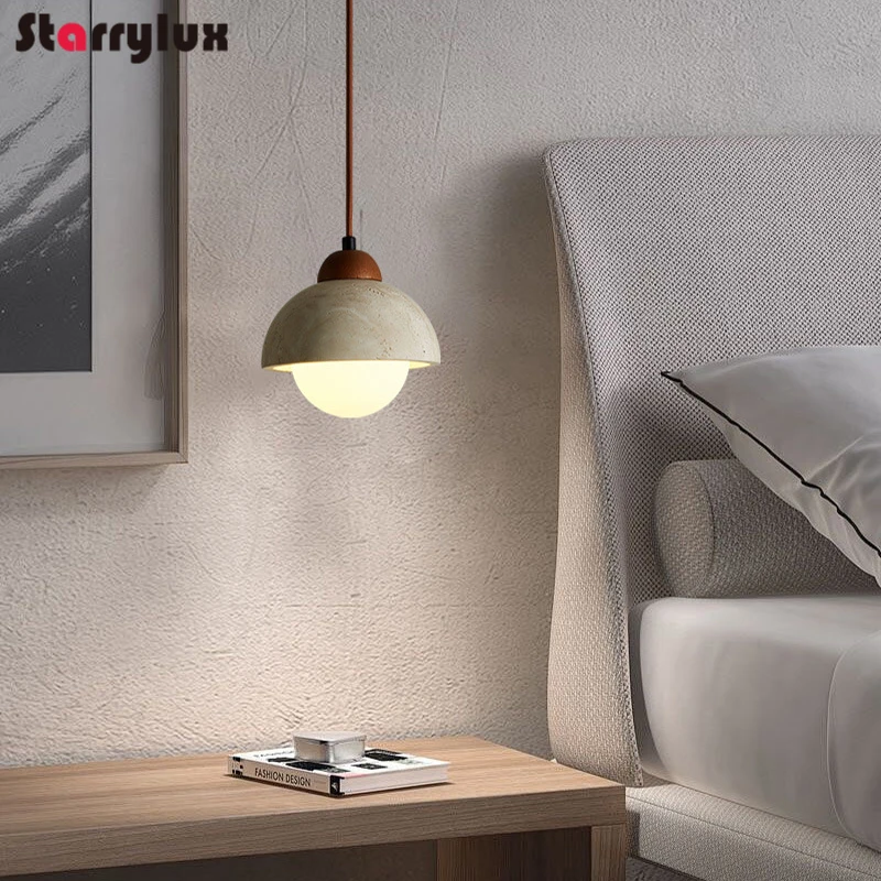 

Travertine Pendant Light Japanese Wabi Sabi Bedside Lamp Nordic Kitchen Island Cafe Lighting