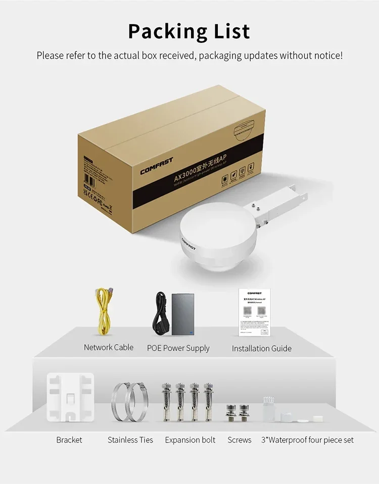 COMFAST 3000Mbps Dual Band 48V POE Adapter WiFi6 Outdoor Routers WiFi Access Point