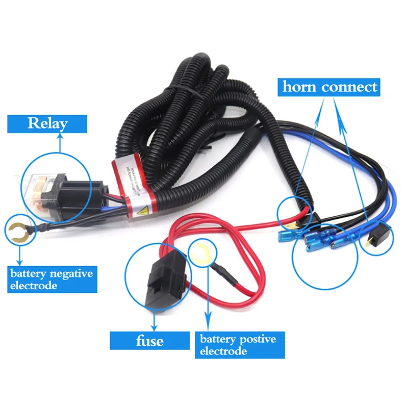 

1Set Electric 12V Universal Car Horn Wiring Harness Relay Kit For Auto Van Truck Grille Mount Blast Tone Horns