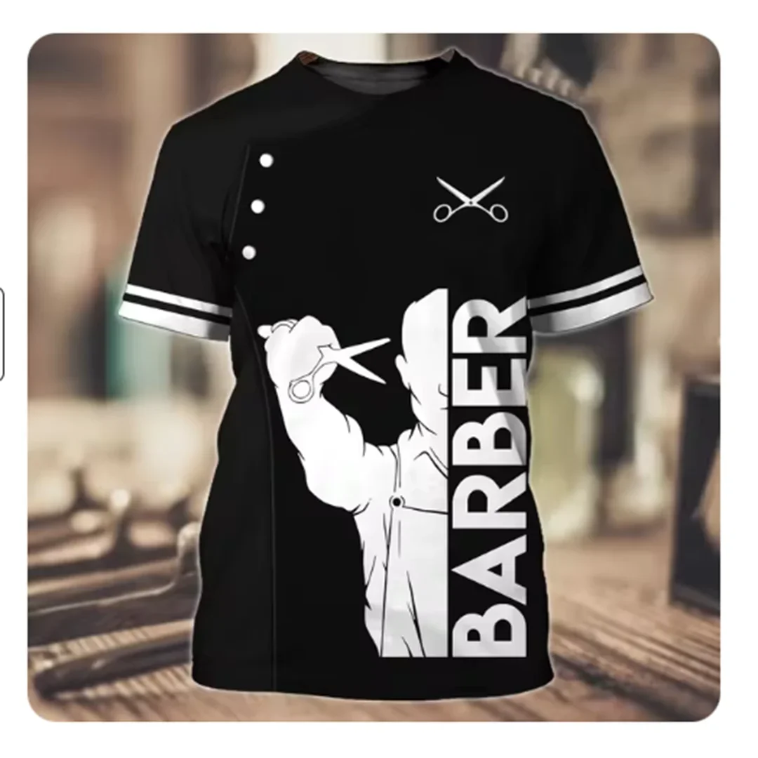 

Summer Street Fashion Vintage Clothes Harajuku Y2k Tees Hot Men's T Shirt Barber Shop Tops 3D Print Short Sleeve Pullover Male