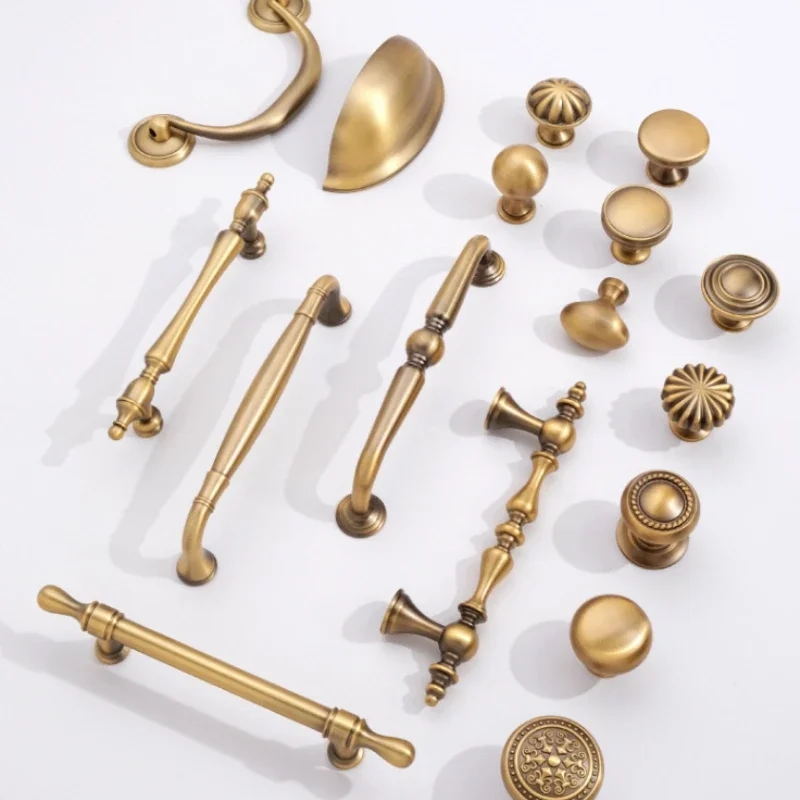 Cupboard Handles Furniture Drawer Pull Door Handle Antique Bronze Solid Brass Cabinet Knobs Kitchen Drawer Handles Shell Handle