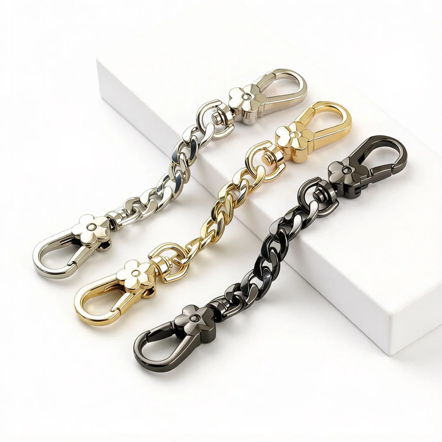 Flower Shape Double Head Chain Clasp, Bag Strap Extender with Snap Hooks for Handbag, Men's Keychain