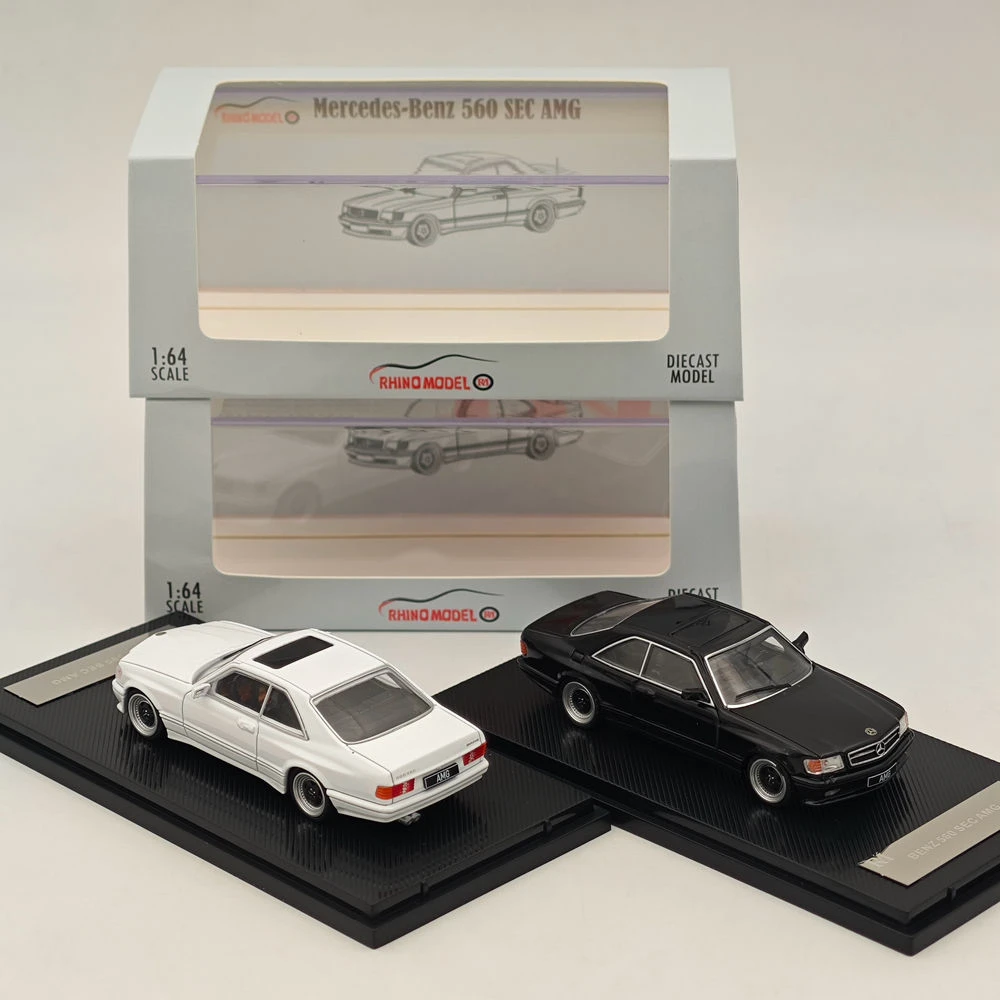 Diecast rm 1:64 escala mercedes-benz 560sec amg w126 liga modelo de carro brinquedo colecionável presente lembrança exibição ornamento