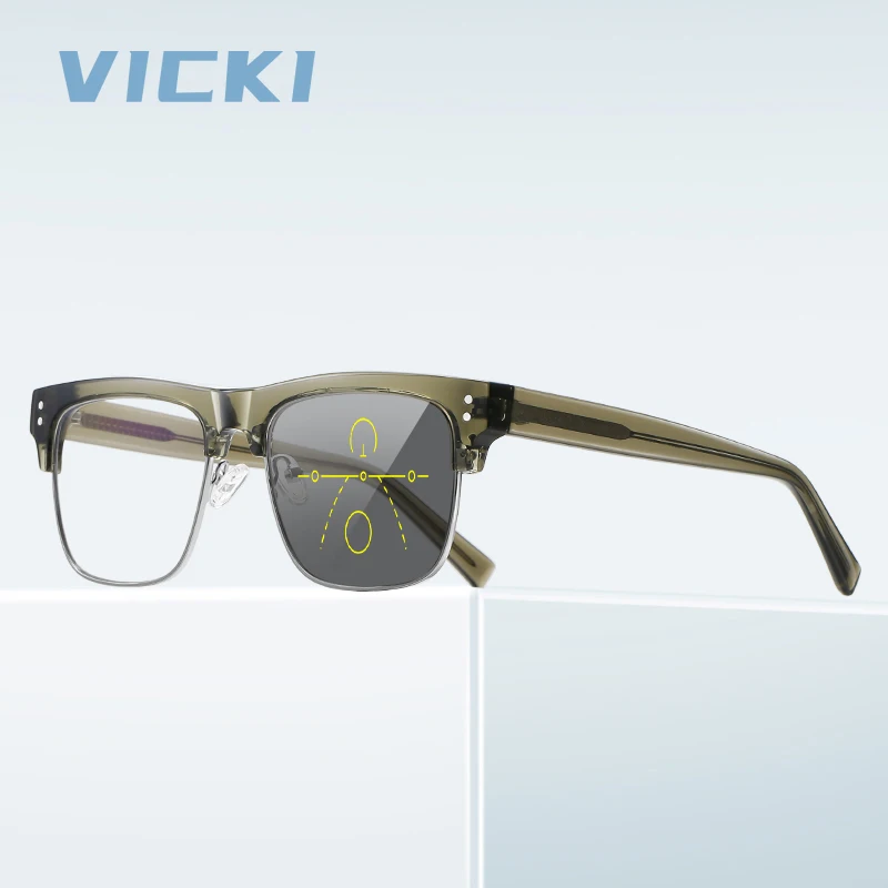 VICKI Male Rivets Large Square Frame High Quality Insert Optical Frame Can Be Customized Prescription Multi-focus GlassesPFD2203