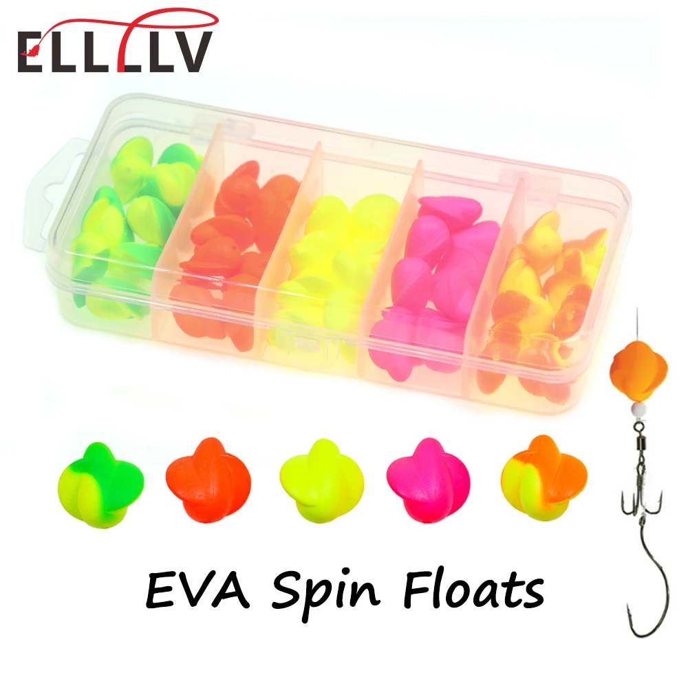 Ellllv 40PCS Fishing Foam Float Buoys Walleye Spin Floats Strike Indicator Saltwater/Pompano Rigs Surf Fishing 5 Colors Assorted