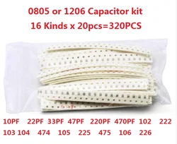 0805 1206 SMD Ceramic Capacitor Kit 10PF To 22UF 16values*20pcs=320pcs 102 222 103 104 474 105 225 475 106 22/33/47/220/470PF