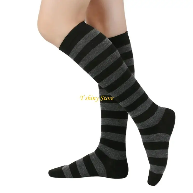 N58F 1 زوج جوارب للركبة، جوارب طويلة للركبة للنساء والفتيات جوارب طويلة مخططة #2