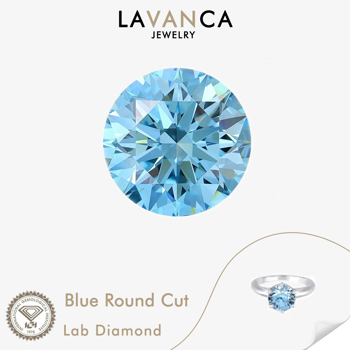 Vivid Blue Round Cut Lab Grown Diamonds IGI Certified HPHT/CVD Blue Loose Diamonds 0.5-5.0ct Excellent Lab Created Diamond