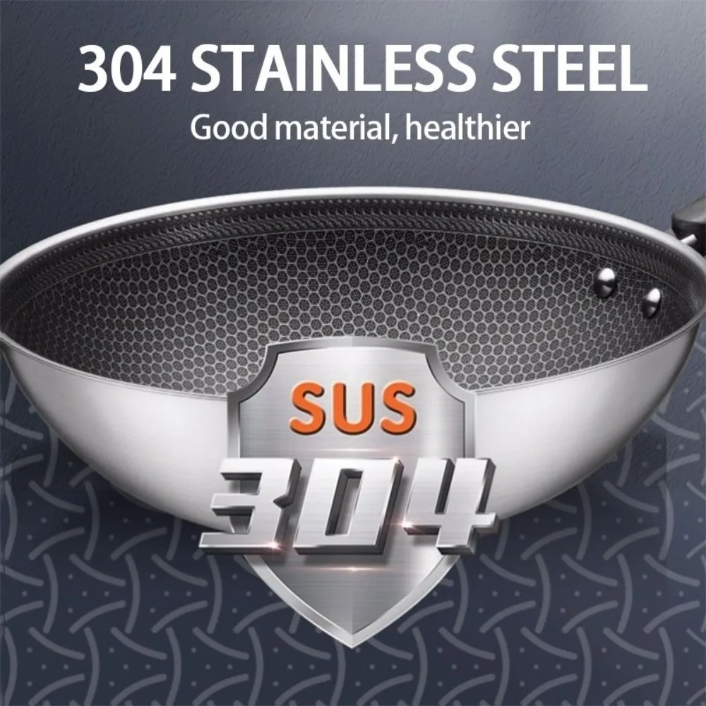 

Бытовая сковорода-вок 32 см с антипригарным покрытием из нержавеющей стали, утолщенная сковорода-вок с плоским дном, кухонная посуда