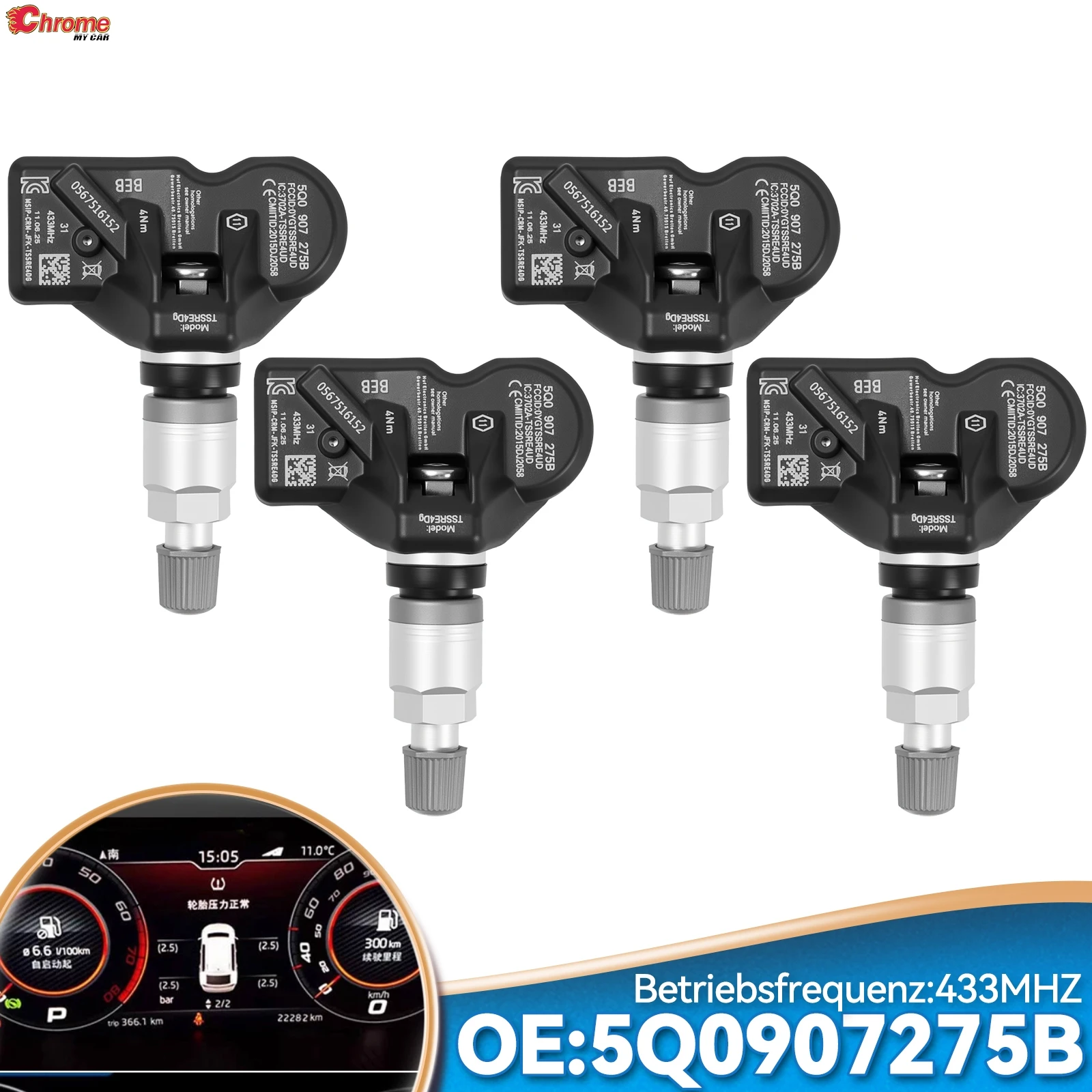 

4X TPMS Tyre Pressure Monitor Sensor For Audi Q3 Q5 Q7 TT A6 A7 A3 RS3 RS4 RS5 Porsche 911 718 VW 5Q0907275 Passat Amarok