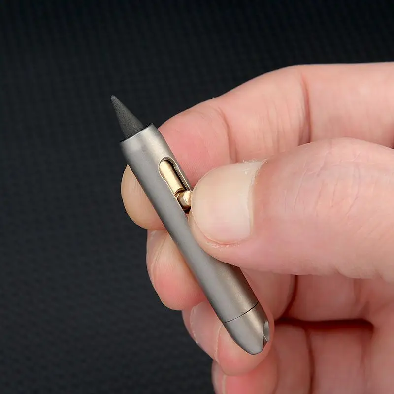New Titanium Alloy Inkless Pencil With 2 Pen Tips Professional Pocket Pen For Writing Home School Supplies Unique Keychain Penda view 3