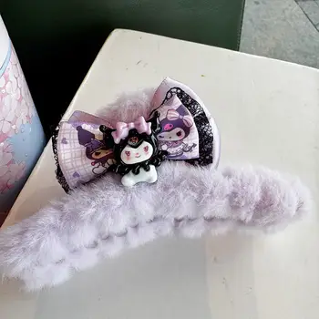 三麗鷗庫洛米髮夾 - 蕾絲蝴蝶結毛絨卡通髮夾,可愛動物髮圈,可紮馬尾辮 10 最佳銷售 三麗鷗爪夾 - №7