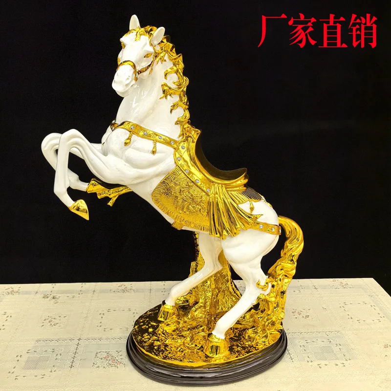 European-style large horse ornament electroplating process is successful, living room TV cabinet ornament is high-end and luxuri