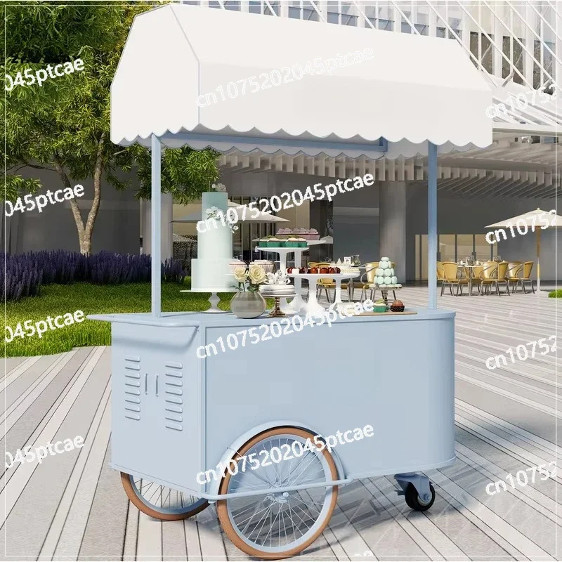 

Rack Mobile Stand Commercial Booth Mobile Food Cart Night Mobile Commercial Square Market Stall Cart Outdoor Snack Cart Display