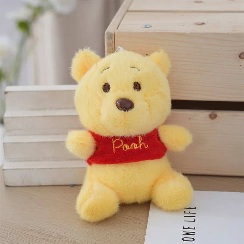 Genuíno disney winnie the pooh ímã brinquedo de pelúcia mochila pingente brinquedo macio e confortável boneca chaveiro presente aniversário brinquedo