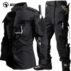 Special Forces Outdoor Combat Training Set Men Spring Solid Color Wear Resistant Tactical Suit Camping Hiking Hunting Uniform