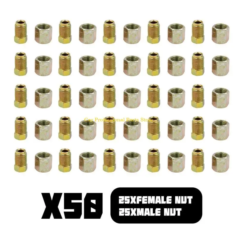 

R53D 50Pcs Vehicle Brake Pipe Fittings 10mm x1mm Connector 3/16" Brake Tube Adapter