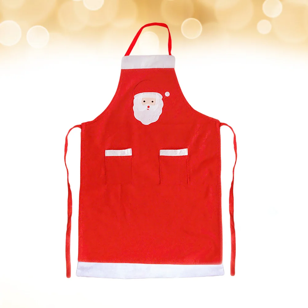 

Santa Claus Christmas Apron Red Wear Resistant Comfortable Kitchen Party Decoration for Restaurant Home