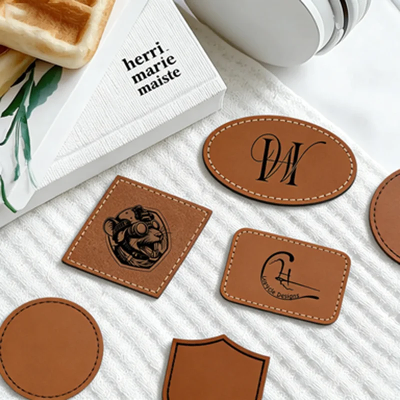 20pcs Custom Logo Leatherette Hat Patches Iron on Leatherette Patch Rustic Faux Leather Patches for Jacket Backpack - view 3