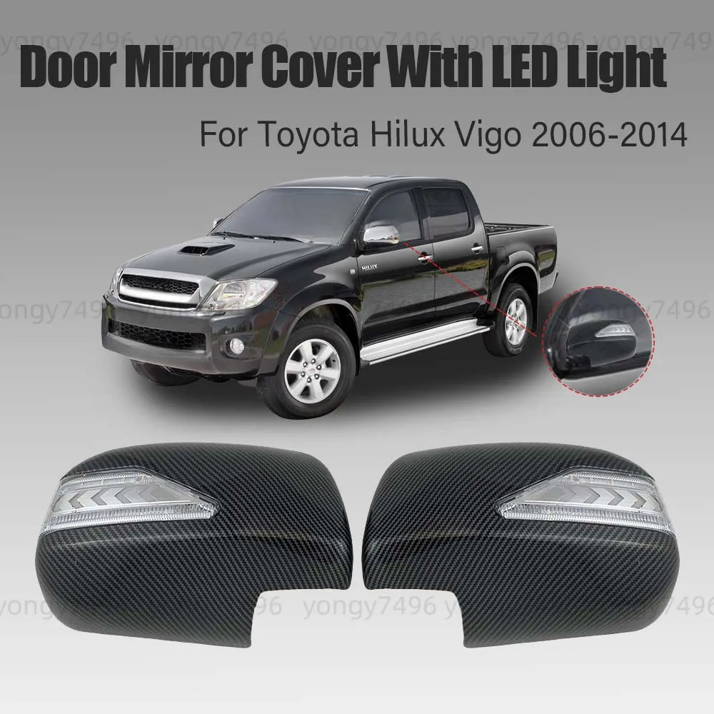 Car upgrade Side Door Mirror Cover Trim For Toyota Hilux Vigo 2006 - 2014 Carbon Chrome Silver Glossy Black Car Accessories