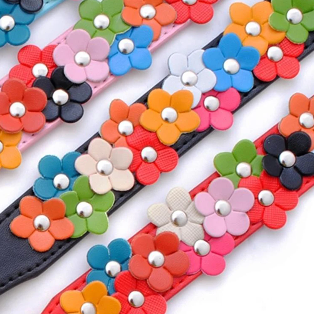 

Pet Collar Pet dog collar Adjustable pet collar PU pet collar Flower pet collar