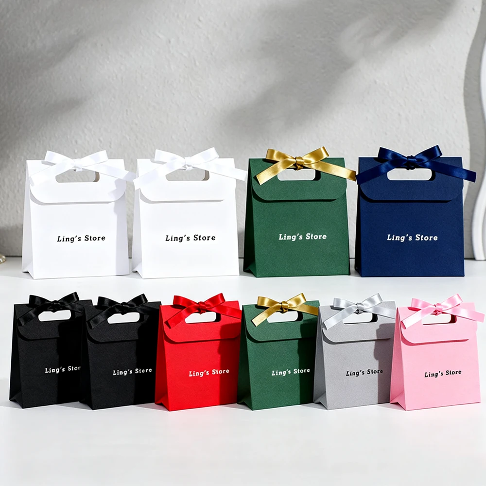 20 قطعة شعار شخصي مجوهرات الملمس مقبض حقيبة 14.5x15.5x7.5 سنتيمتر Bowknot الشريط حقائب مستحضرات التجميل العطور هدية صغيرة المنظم #3