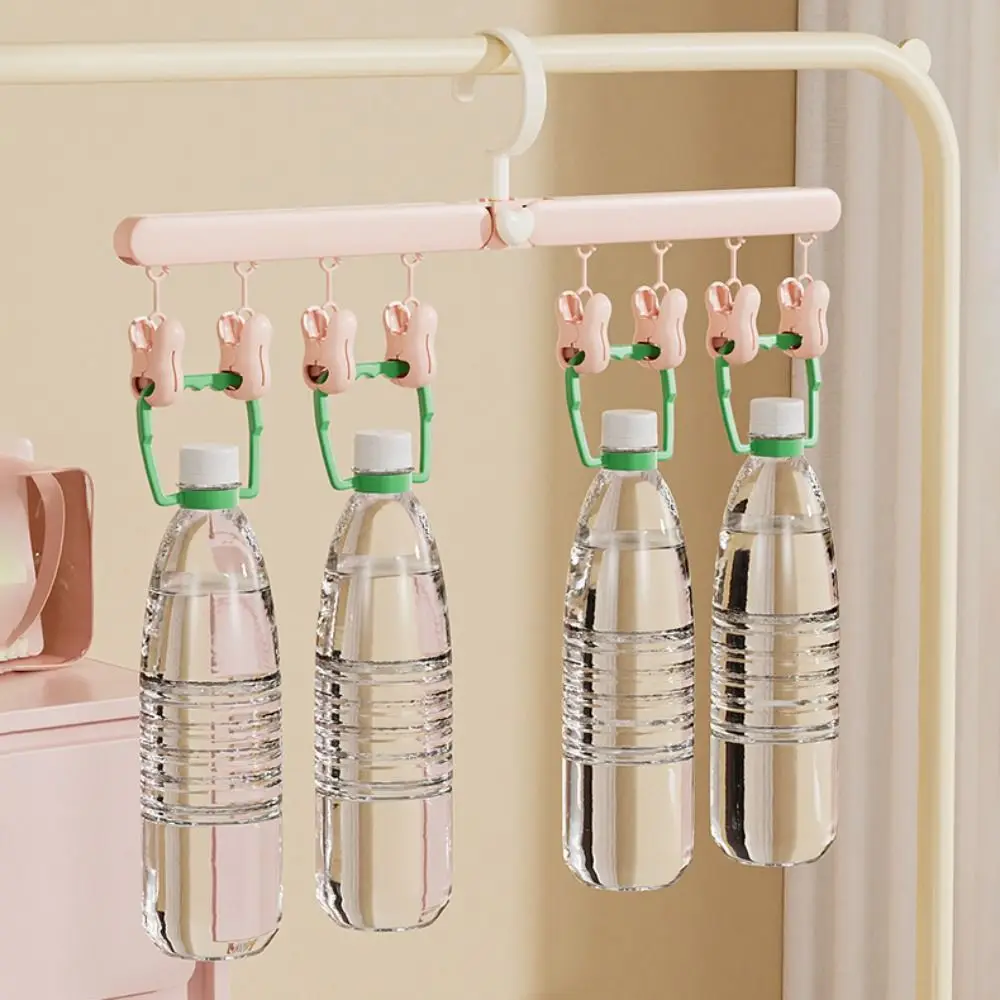 Portable Foldable Clothes Drying Rack Windproof 360° Rotaion Socks Clip Non-slip Lightweight Clothes Hanger Household Travel