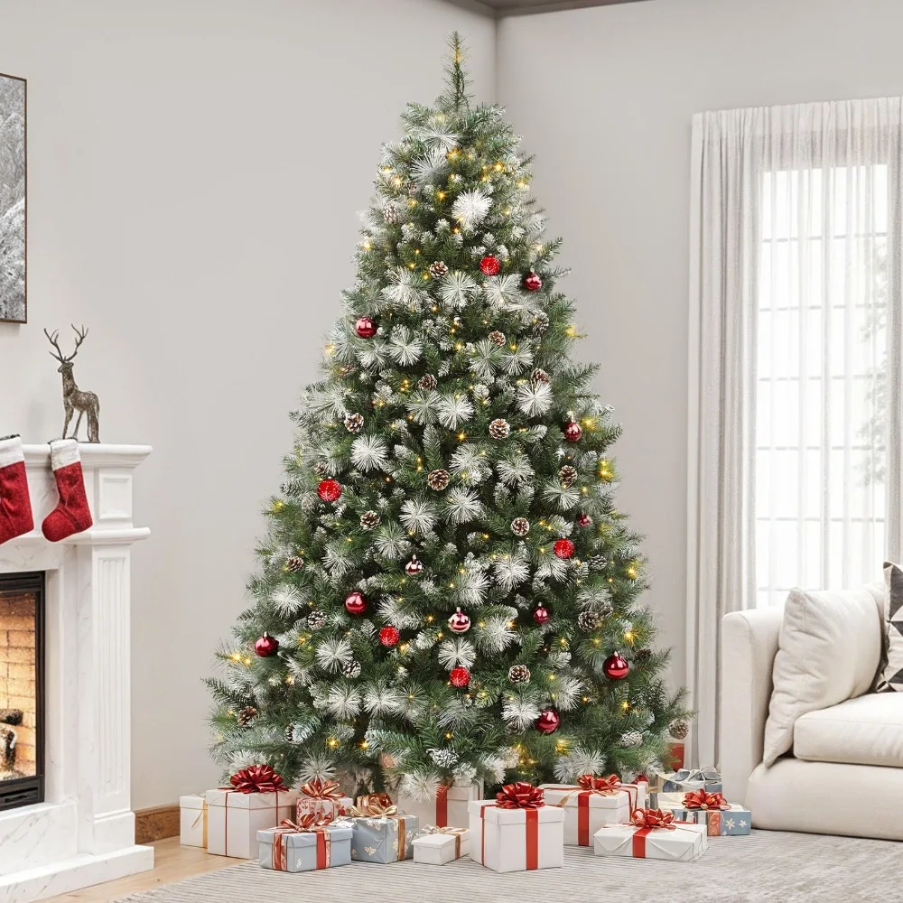 

7.5ft Pre-Decorated Scotch Pine Christmas Tree Multicolor Lights & Pine Cones