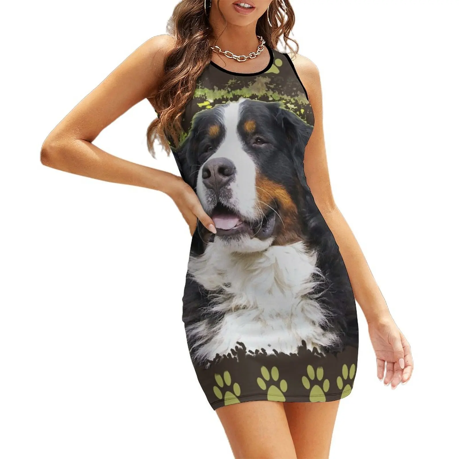 

Bernese Mountain Dog Sleeveless Sundress Beachwear Party dresses for women Woman fashion