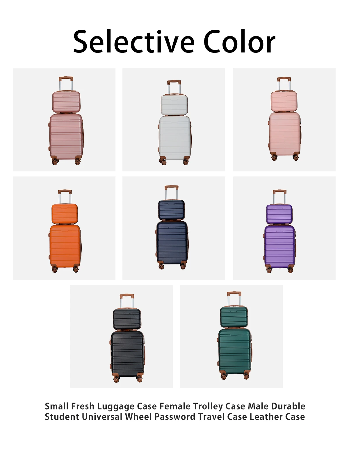2-teiliges Set 14-Zoll Kosmetiktasche + 20-Zoll Hartschalenkoffer mit Zahlenschloss und 4 drehbaren Rädern (563722cm)