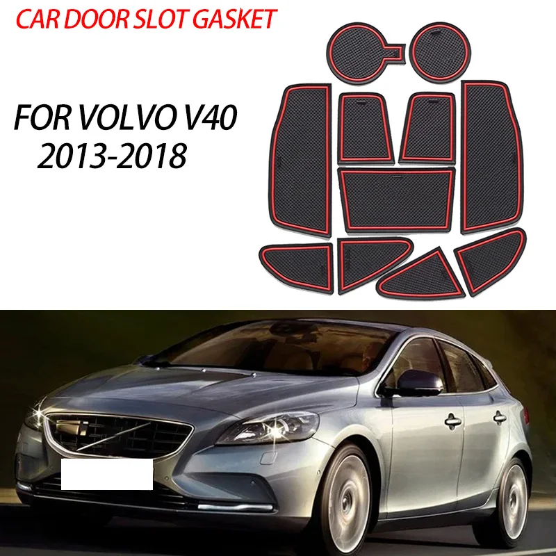 Anti-Slip Rubber Gate Slot Cup Mat For VOLVO V40 2013 2014 2015 2016 2017 2018 Door Groove Mat V40CC CC Cross Country R Design