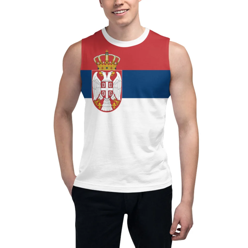 Sleeveless T-shirt Serbia Flag 3D Men's Boys Tshirt Gyms Tank Tops Fitness Joggers Basketball Training Vest