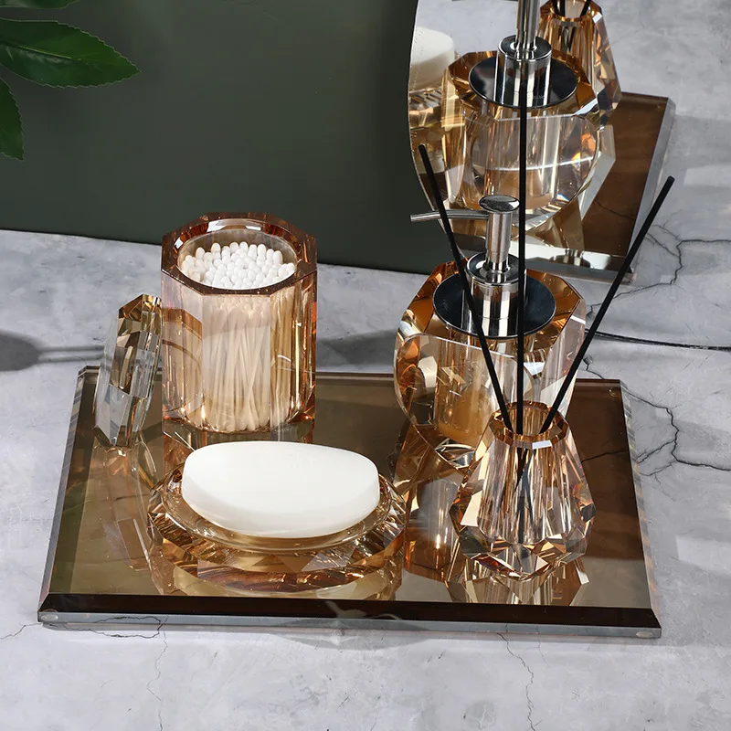 Transparent Glass Soap Dispenser, Storage Box, Aromatherapy Bottle, Shampoo Dispenser, Bathroom Decoration Accessories, Tray